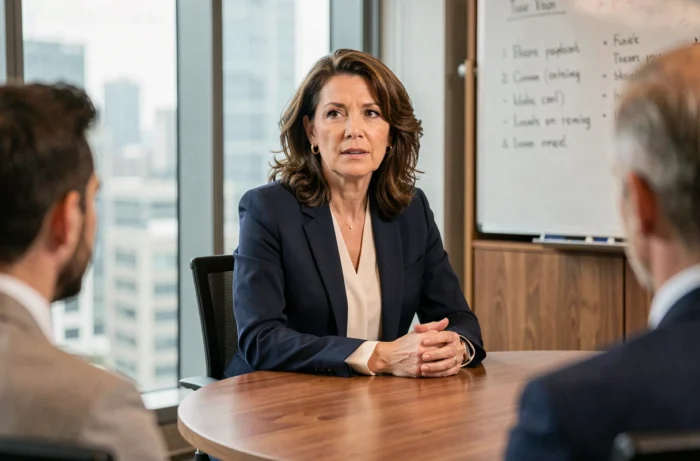 Femme leader prenant la parole lors d'une conférence sur les droits des femmes en milieu professionnel